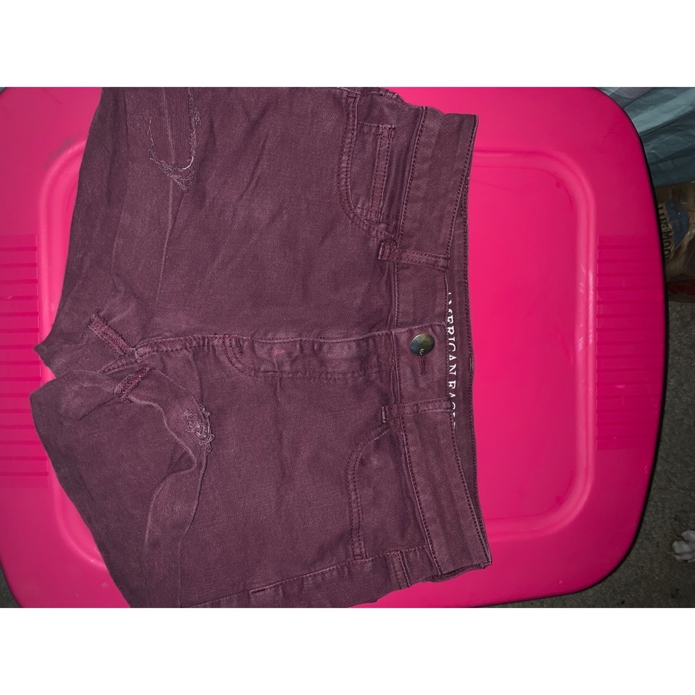 Burgundy denim American Eagle hi rise shortie